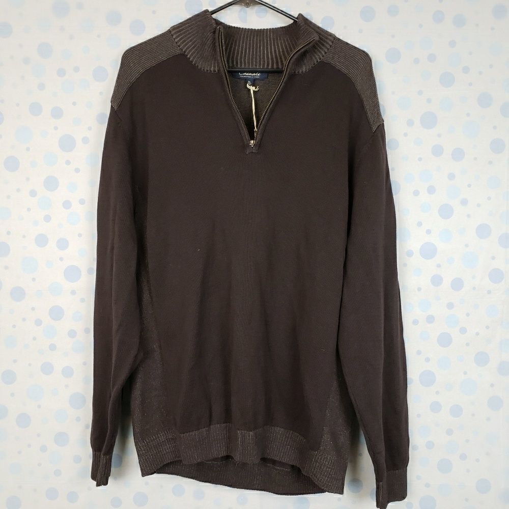 Dillards Roundtree & yorke 1/4 zip brown sweater - Picture 2 of 5